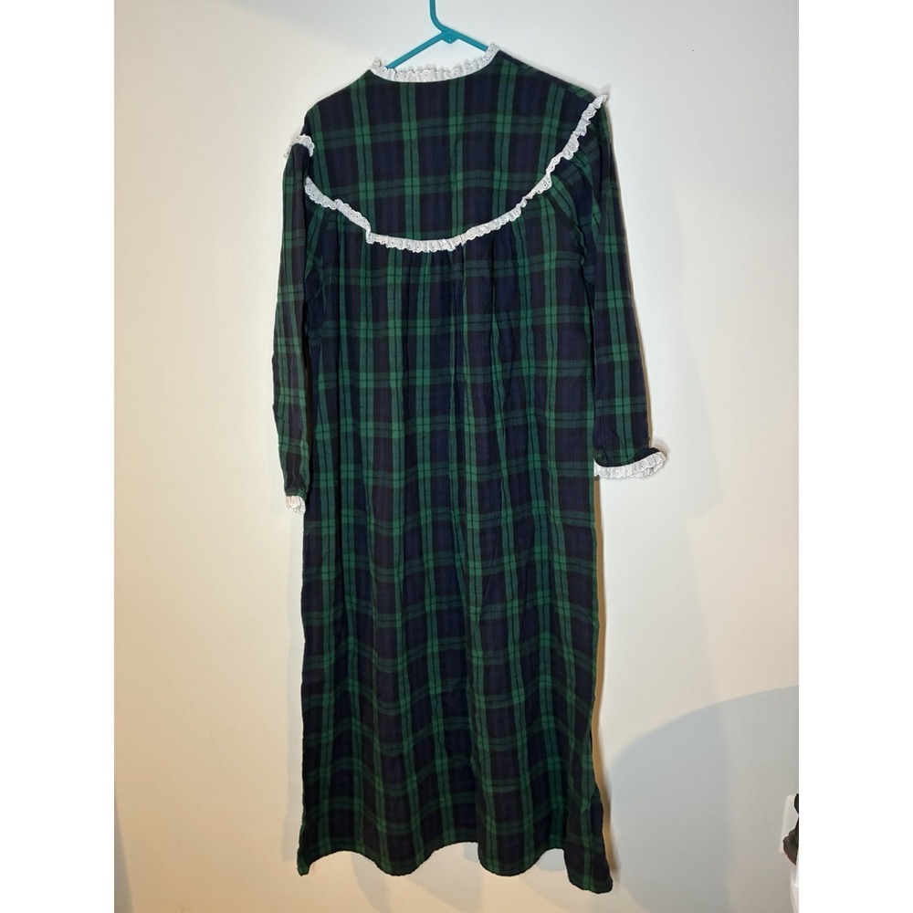 Belle Pointe Black Watch Plaid Cotton Flannel Midi Nightgown Womens M Grannycore - Picture 4 of 6